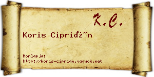 Koris Ciprián névjegykártya